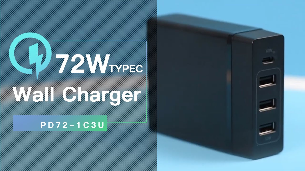 CHOETECH 72W 4 Ports USB C Charger with 60W PD Power Delivery, USB-IF Certified Type C Charger