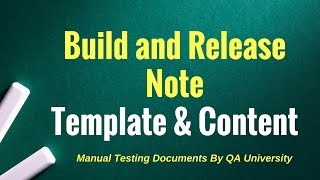 Build and Release note sample document
