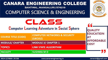 VTU COMPUTER NETWORKS & SECURITY (18CS52) Network Layer - Link State Algorithm (M3 L5)