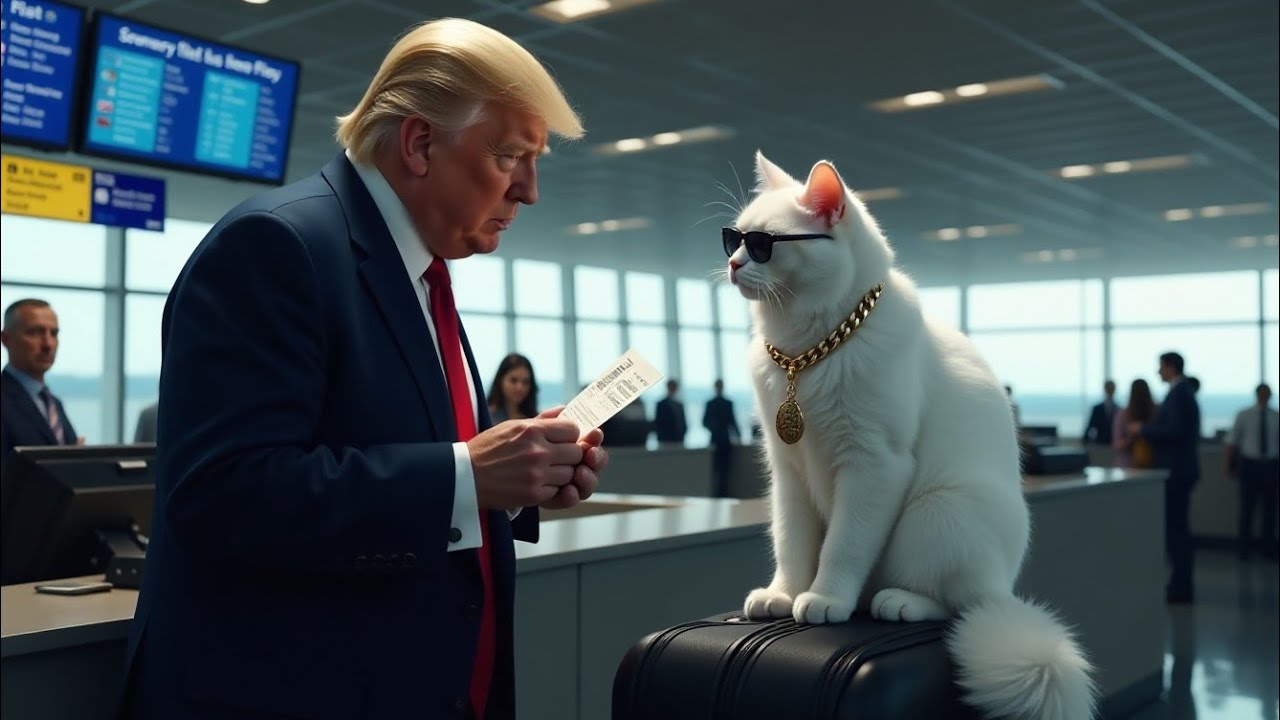 Airport Chaos: Trump Chases His Cat! 🧳✈️😼