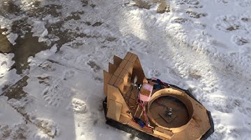 DIY Cardboard RC Hovercraft Running in Snow