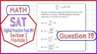Question 19 in SAT Digital Practice Test #4, MATH Section 2 Module 1