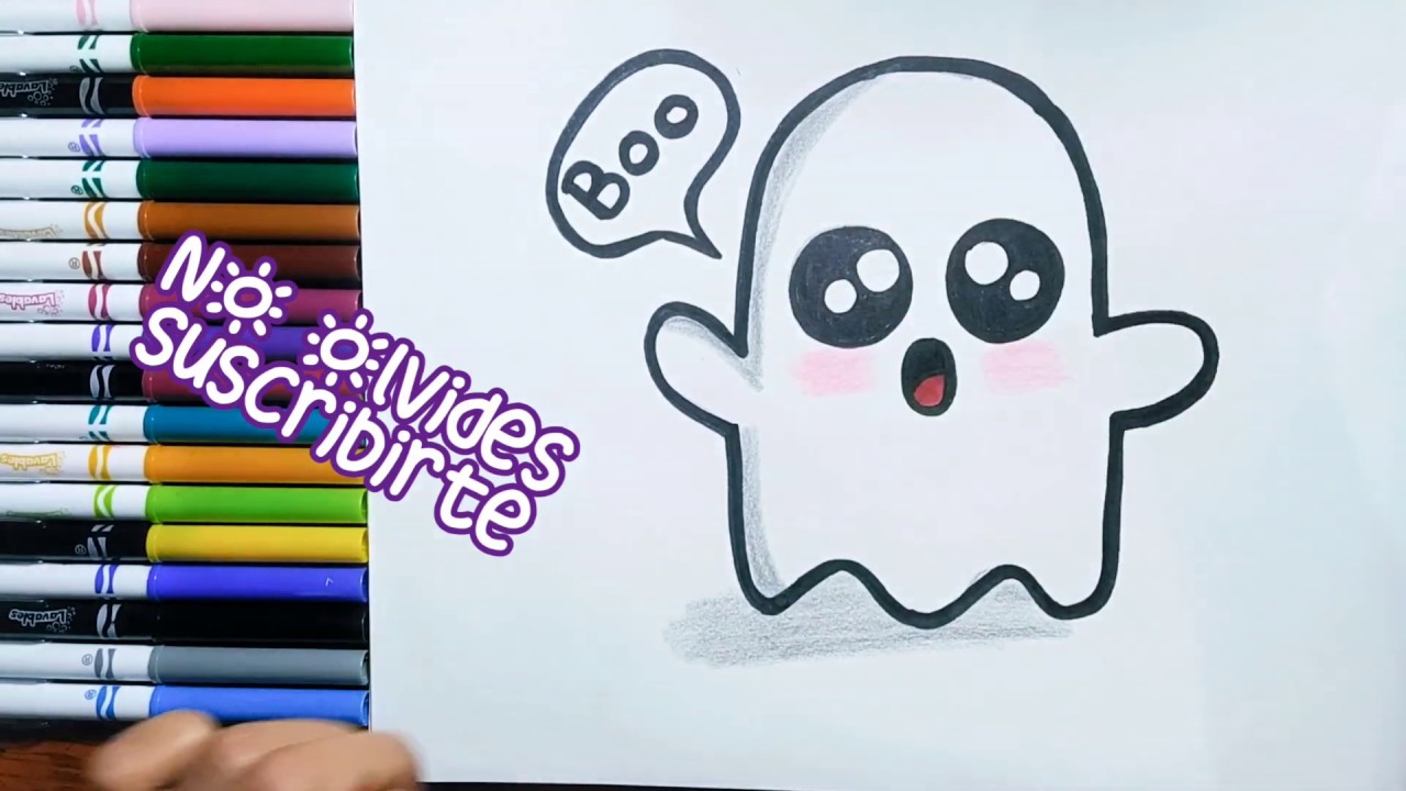 Cómo dibujar un fantasma kawaii - YouTube