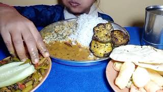 daal chawal, mix bhaji, papd #mukbang #asmr #shorts