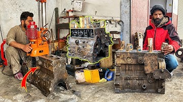 Engine Block Cylinder Boring & honing   complete Procedure | Rebuild Engine Block