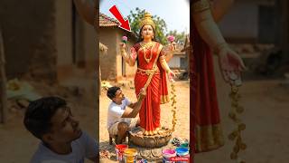 "The Beautiful 😯Clay Idol of Goddess Lakshmi. 😍 #sculpture #shorts #viral #art