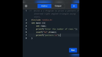How to write a c Program to print a pattern of Inverted right angled triangle using stars.