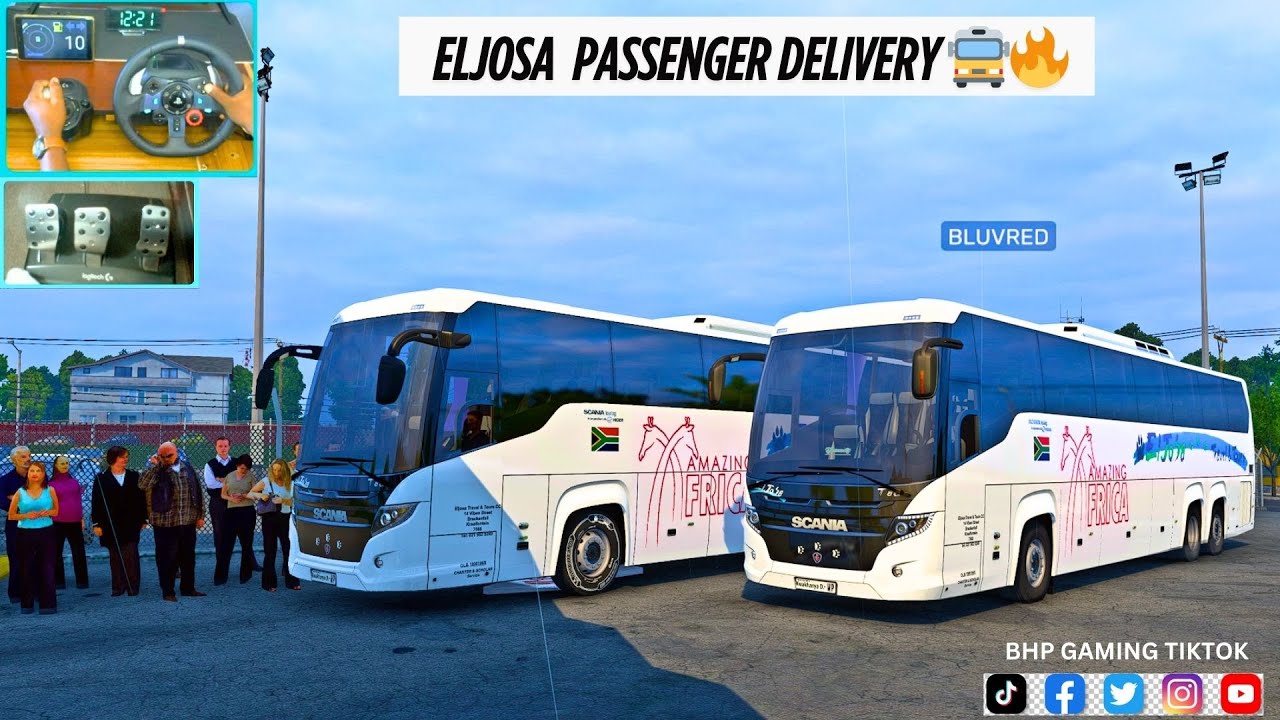 Eljosa Luxury Bus Convoy | Scania Touring Passenger Transport Job Across Cities | ETS 2 G29 Gameplay