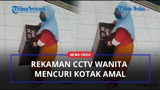 VIRAL, Aksi Pencurian Kotak Amal Dilakukan Seorang Wanita, Terjatuh dari Motor Saat akan Kabur