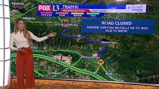 Highway 91 closed through Sardine Canyon due to snow