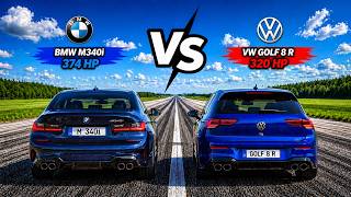 ⚡ BMW M340i (374 HP) vs VW Golf 8 R (320 HP) – AWD Drag Race  0 - 250 km/h