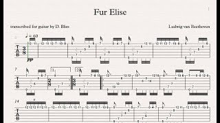 Fur Elise Complete Guitar Tab  Transcription