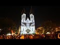 Videomapping na kostel svaté Ludmily. Signal Festival 2017. Náměstí Míru, Praha.