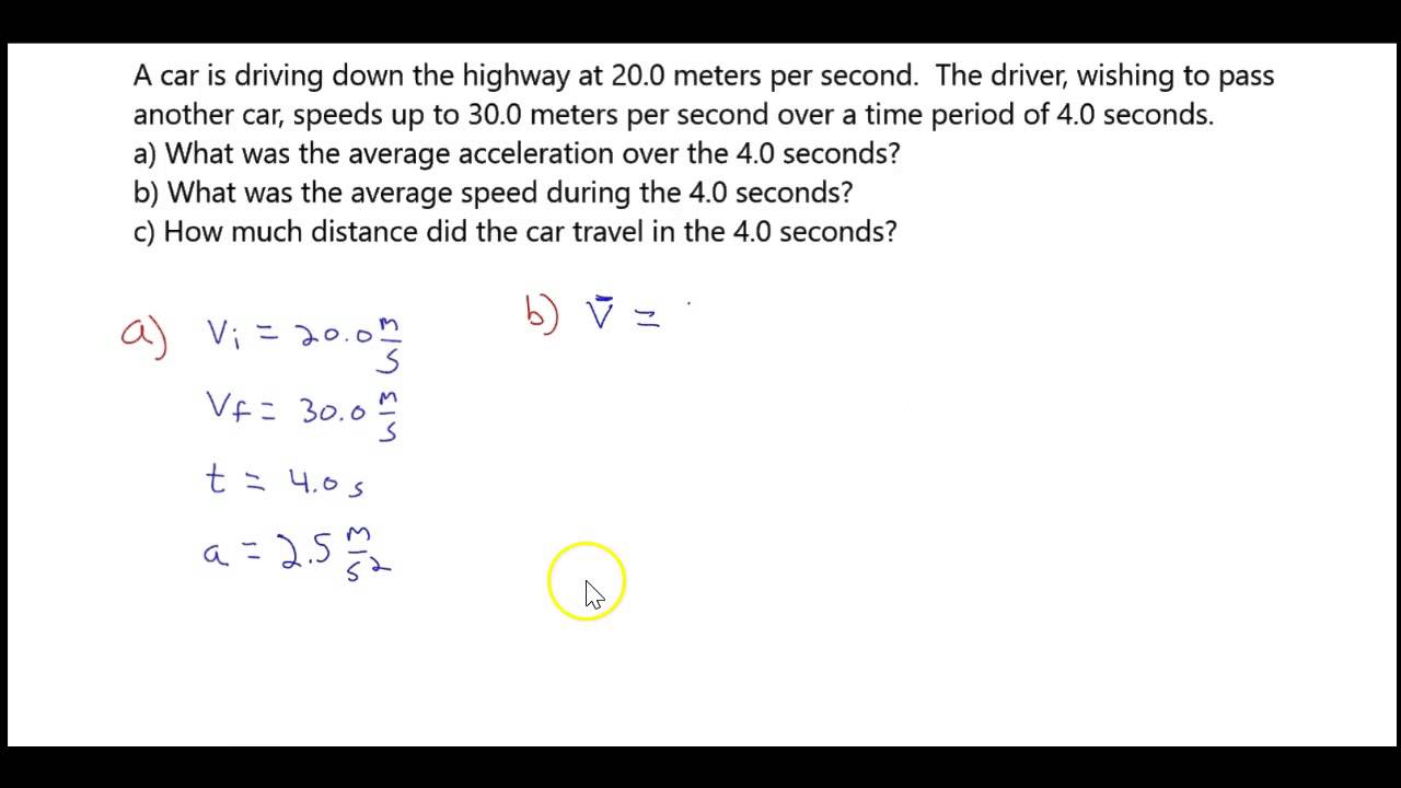 Physics Accelerating Car Average Speed And Distance Traveled YouTube