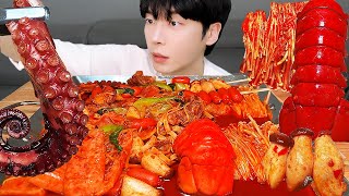 ASMR MUKBANG | SEAFOOD, Giant Lobster, Octopus, FIRE Noodle, Mushroom, Squid Recipe screenshot 4
