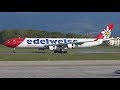 Edelweiss Air Airbus A340-300 landing &amp; takeoff at Geneva/GVA/LSGG