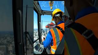 Crane removing helicopter 🚁🚁 #crane #helicopter #construction #asmr