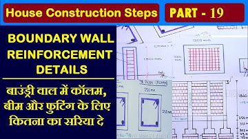 Steel Details of Footing, Plinth Beam and Column for Boundary Wall | By Learning Technology