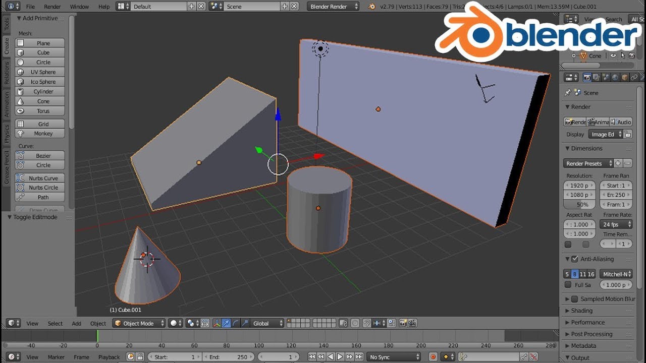 Blender 02 Object Vertex Edge Face Select Move Rotate Scale Add Delete Edit Object Mode Youtube