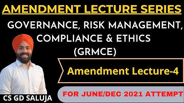 Amendment Lecture-4 of GRMCE / Anti Bribery Laws / New Syllabus / CS Professional