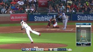 TOR@HOU: Travis doubles and motors to third on error