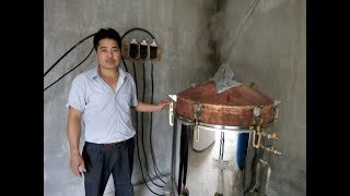 Lắp đặt bộ nồi hơi nấu rượu và cả cơm 50kg lõi đồng tại nhà chú An ở Ninh Bình