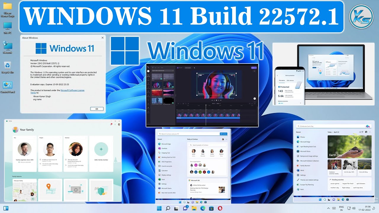 ✅ Windows 11 Build 22572 : New Family App, Clipchamp Video Editor, New Search Box, New Defender App