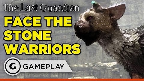 Fighting off Stone Warriors in The Last Guardian Gameplay
