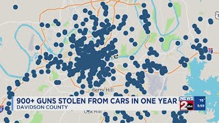 Hundreds of guns stolen from cars in Nashville, TN