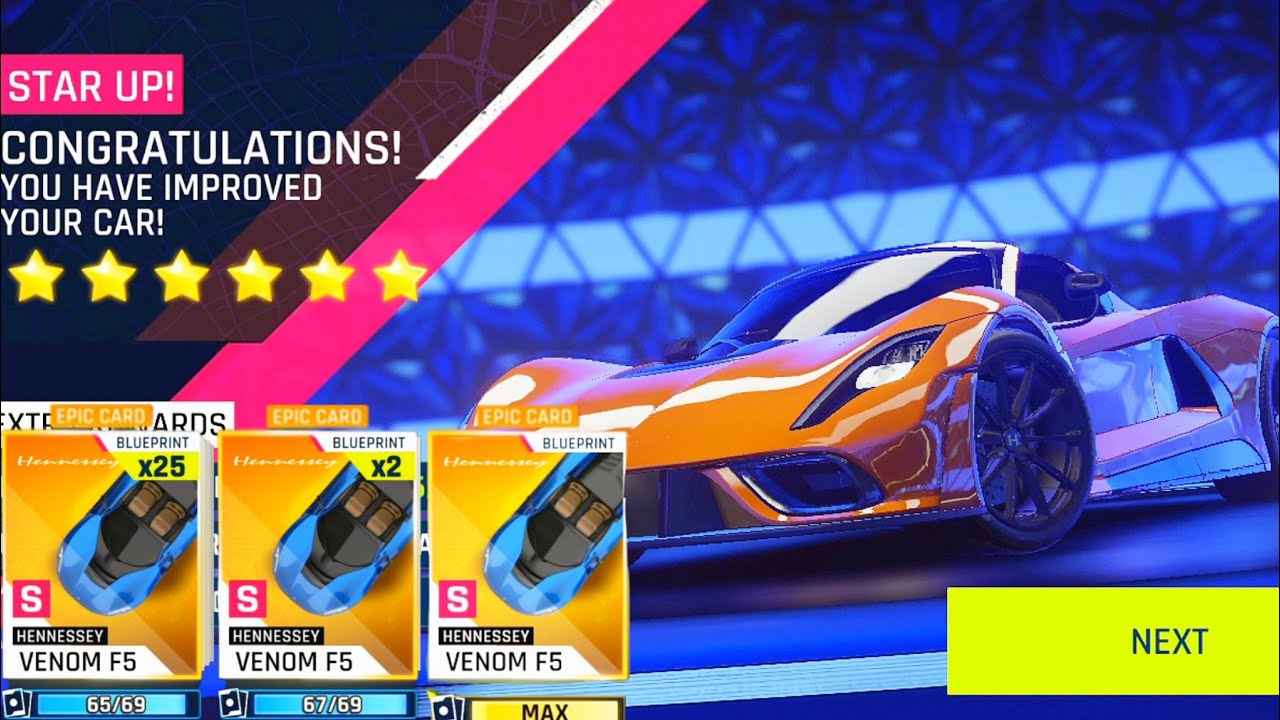 Asphalt 9 Hennessey Venom F5 to 6 Stars | Reward Blueprints + Wild