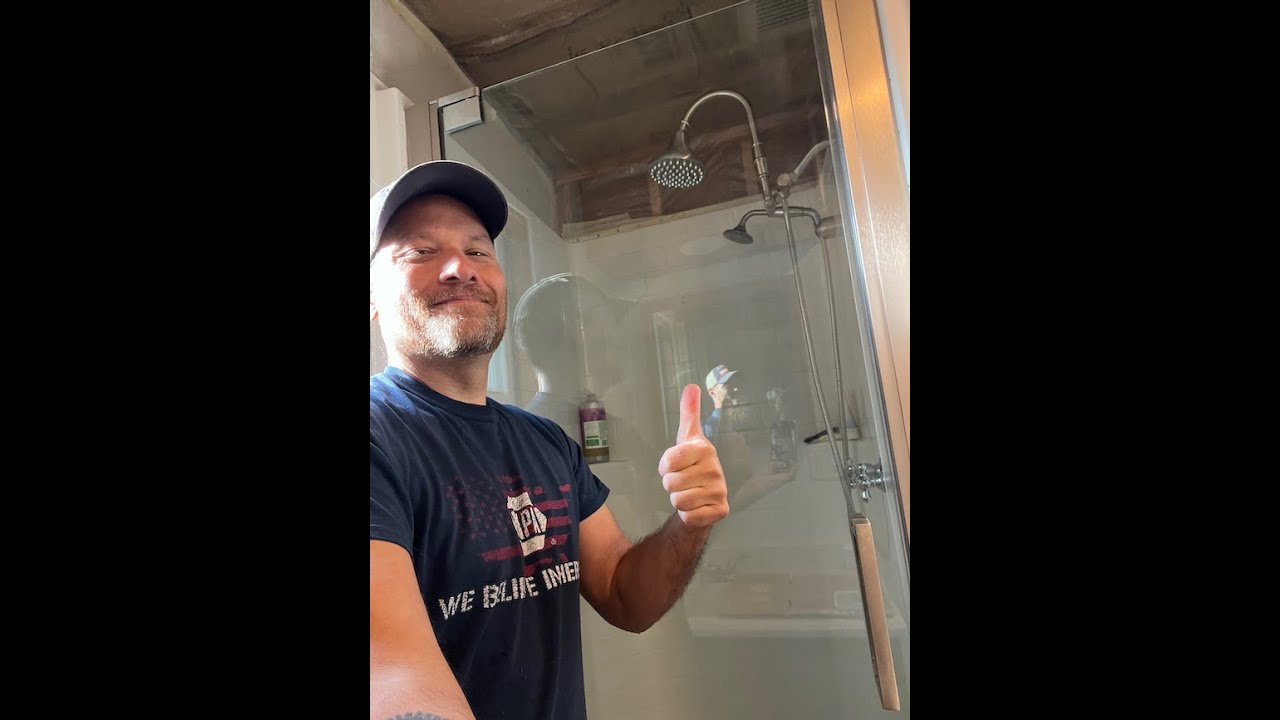 Установка безрамной душевой двери DreamLine Elegance 72" x 30" - 34"