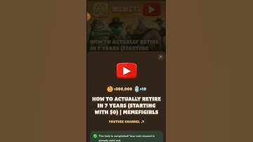 How To Actually Retire In 7 Years Starting With  |Memegirls Code Youtube Video Code Memefi Today