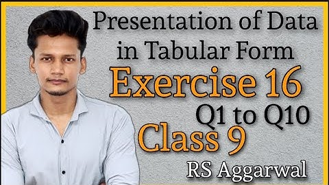 Ex 16 Q1 to Q10 | Class 9 | Presentation of Data in Tabular Form | CBSE | RS Aggarwal Rajmith study