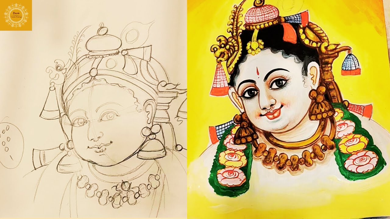 Krishna Poster Color Painting | Tanjore Painting Class | Tanjore Paintings for Sale