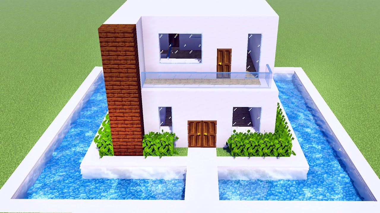 Minecraft: CASA MODERNA con piscina fácil Tutorial #4✓