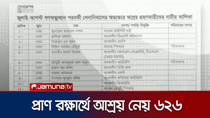 ৫ আগস্টের পর সেনানিবাসে আশ্রয় নেওয়া ৬২৬ জনের তালিকা প্রকাশ | Cantonment Stay List ISPR | Jamuna TV