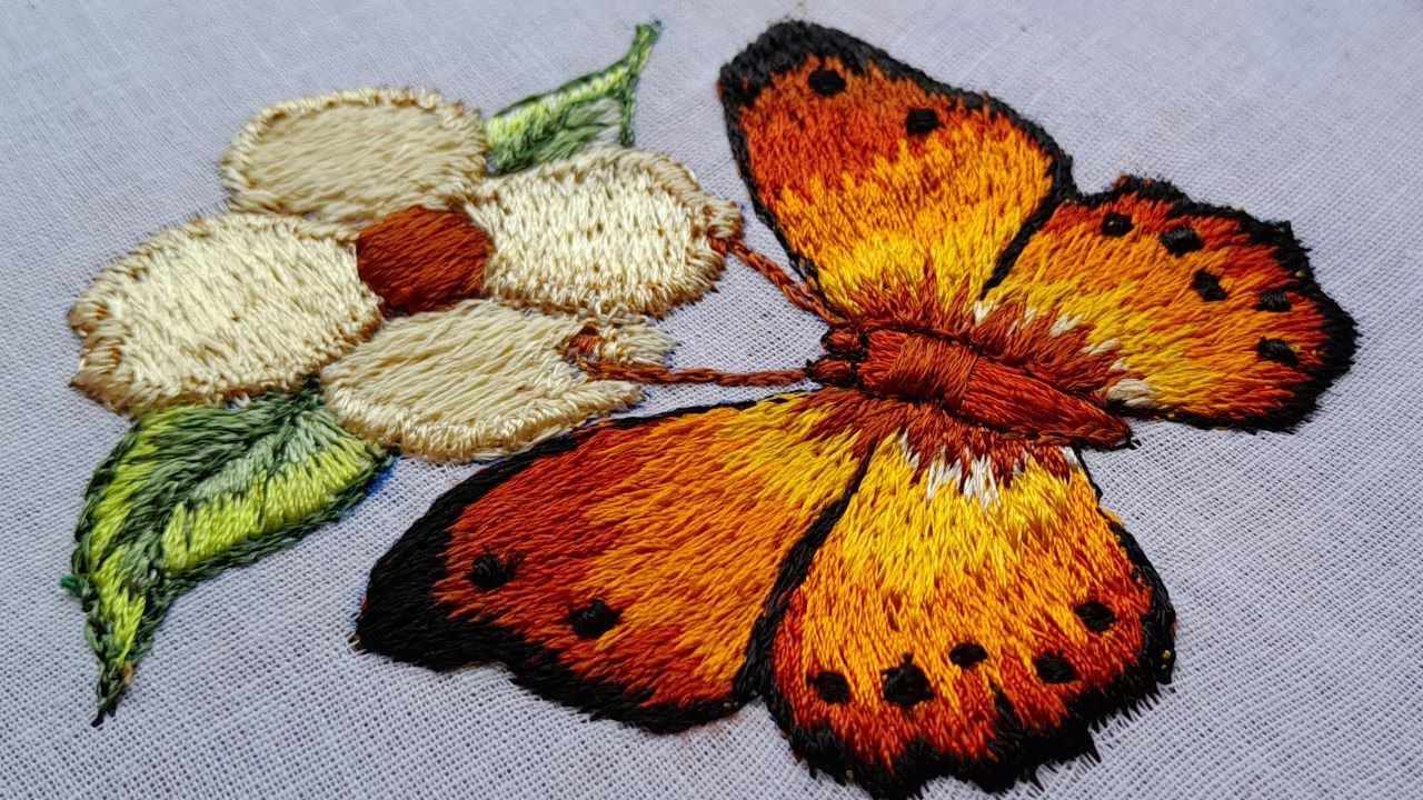 Beautiful butterfly design machine embroidery kalki embroidery YouTube