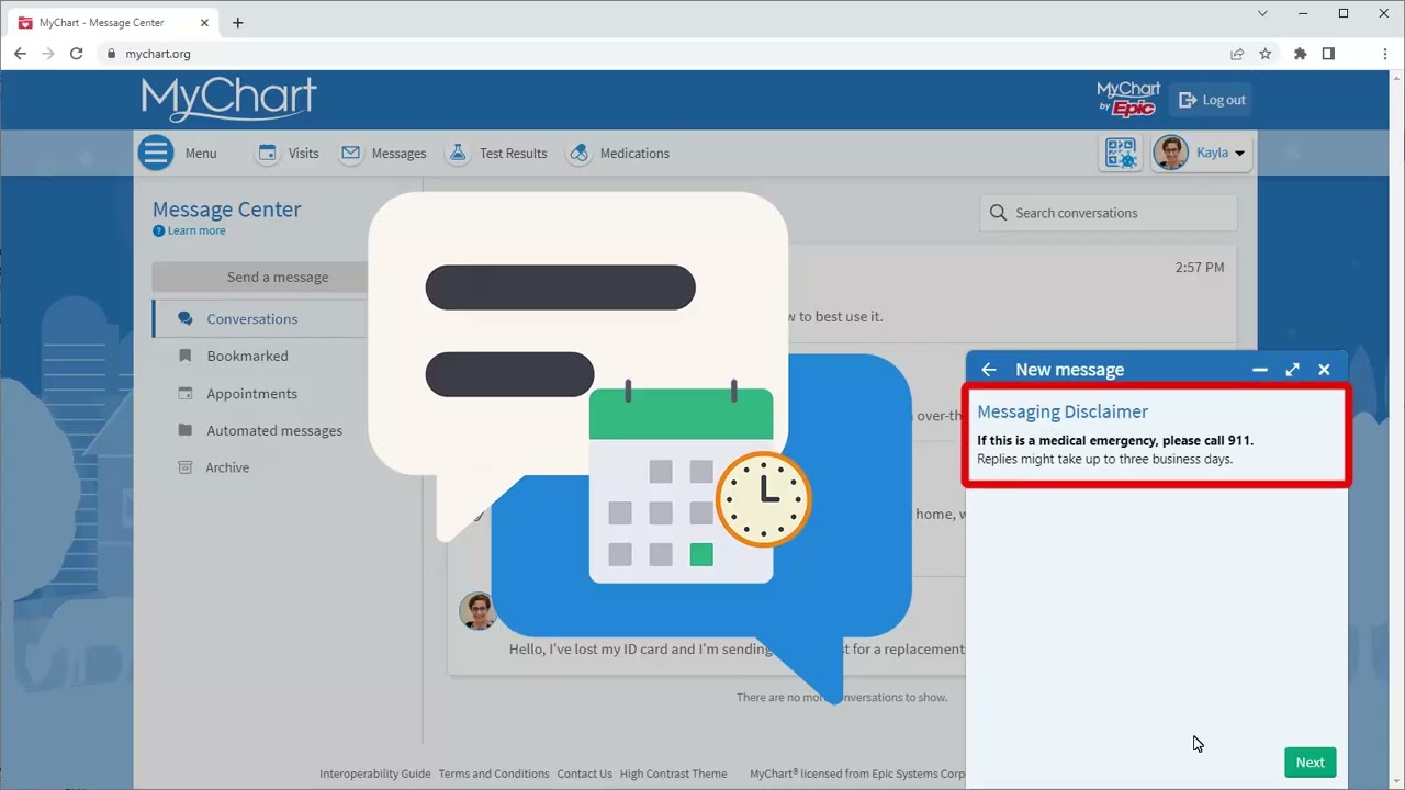 Watch this video on YouTube: Messages in MyChart (For Desktop)