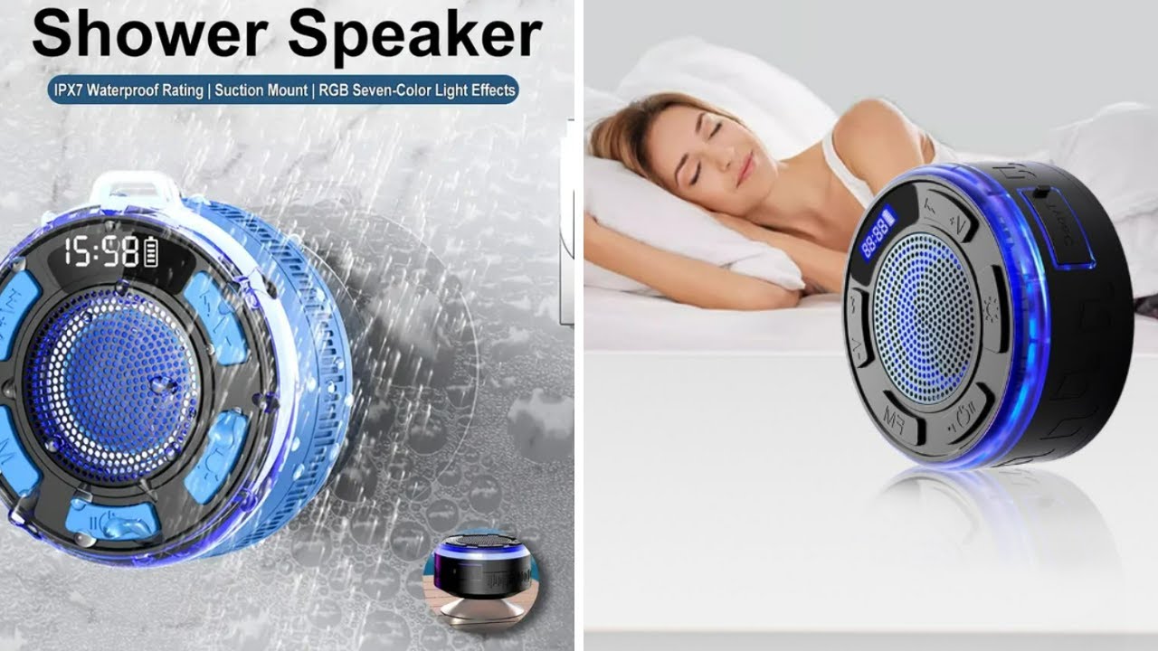 Aquro S3 Ultra IPX7 Waterproof Shower Speaker with RGB Light & LED ...