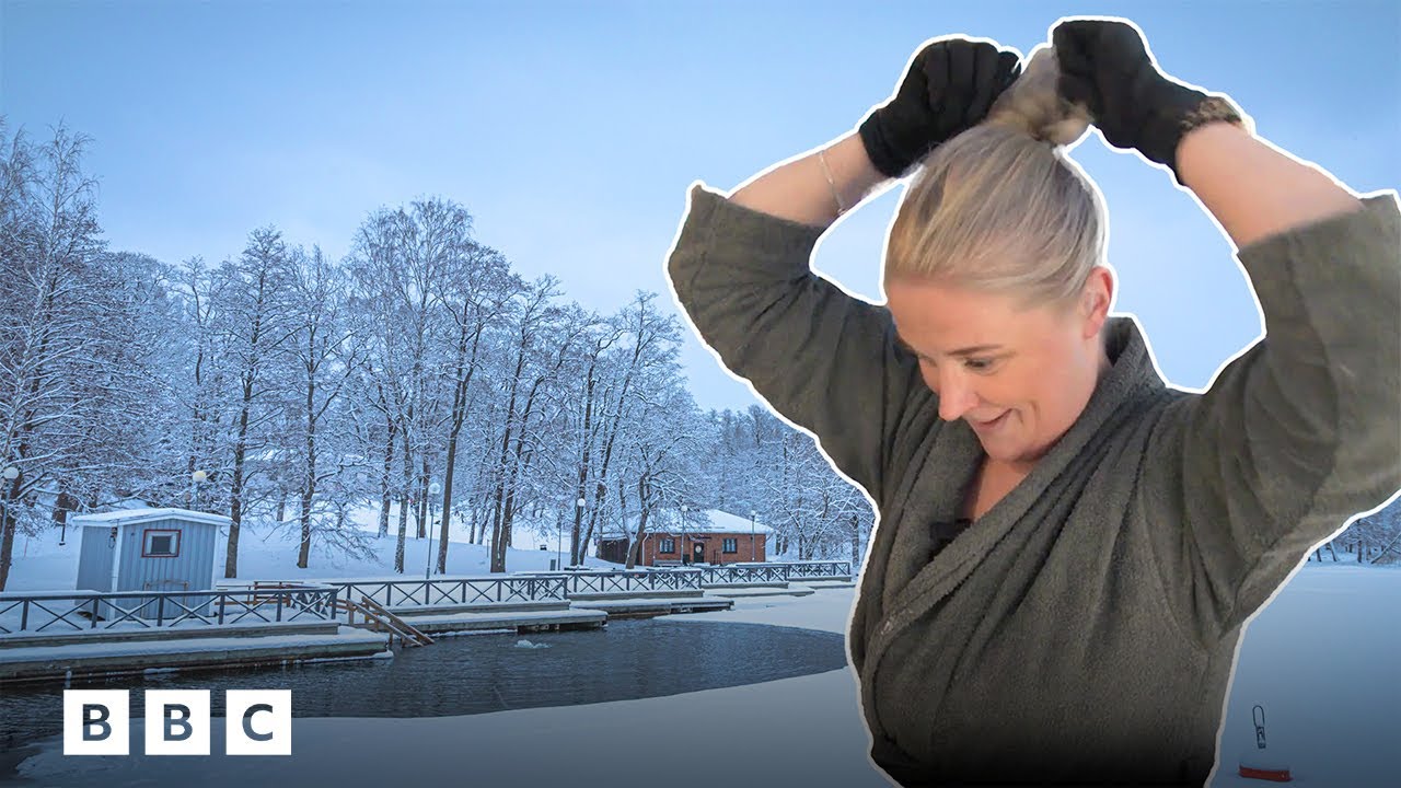 Finnish woman preparing for a sauna