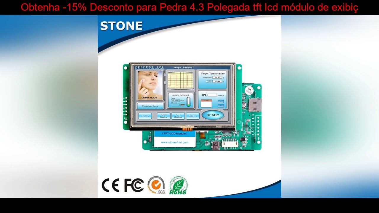 Liquidação -15% – Pedra 4.3 Polegada tft lcd módulo de exibição com rs232/rs485/ttl/usb interface &