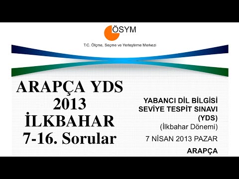 YDS Arapça Soru Çözümleri 2013 İlkbahar 7-16