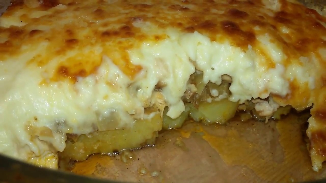 Baked chicken and potatoes with Bechamel Sauce Recipe YouTube
