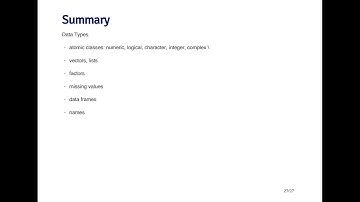 R Programming - R Data Types Summary by Johns Hopkins University