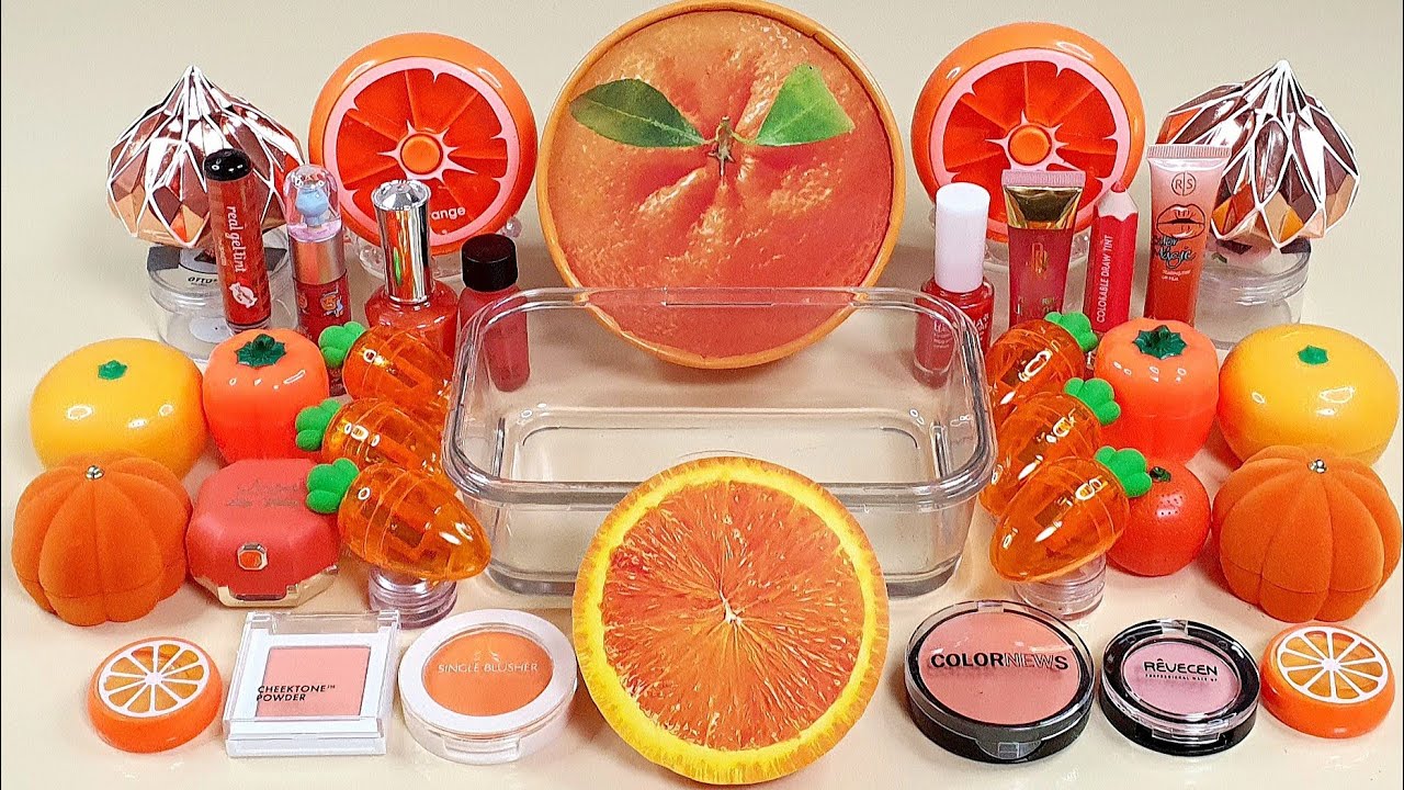 ORANGE Slime Mixing Random Into Slime! Satisfying Slime Video ASMR