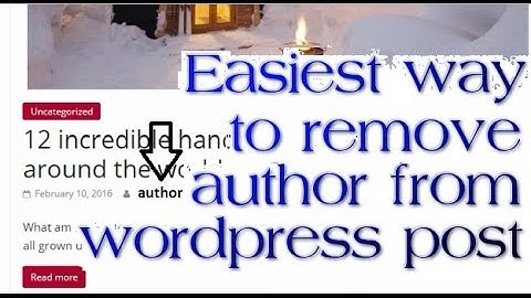 How To Remove Author, Post Date, Comments And Tags From Wordpress Post