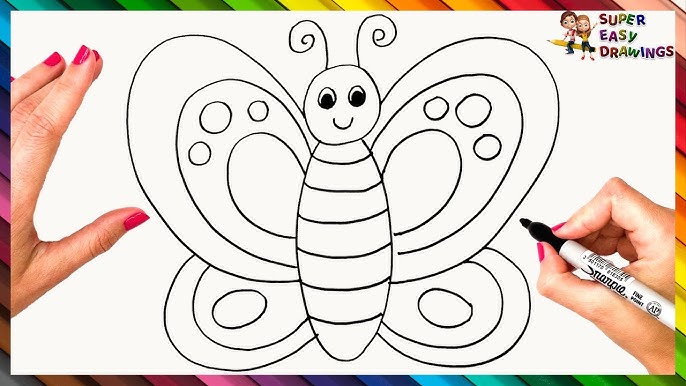 Easy Butterfly Drawing For Kids. Drawing For Kids love butterflies…, by  Drawing For Kids