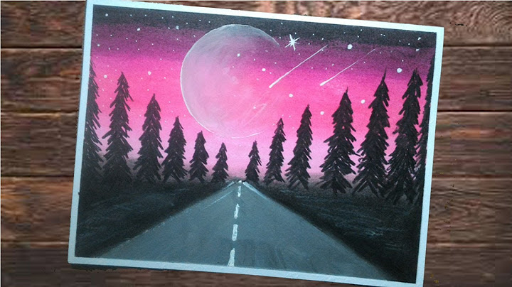 CARA MUDAH Menggambar Pemandangan Malam "POHON DAN JALAN" -  GAMBAR MENGGUNAKAN CRAYON