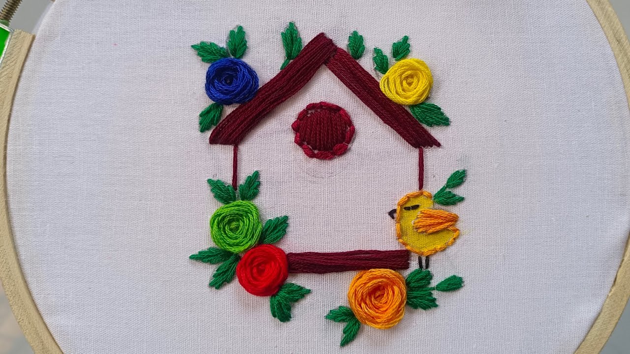 Beautiful home handembroidery design #easyembroiderytricks #embroidery 