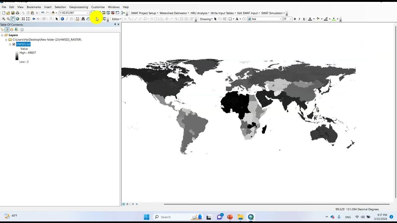 How to add downloaded Harmonized World Soil Data (HWSD) in arc Map. YouTube